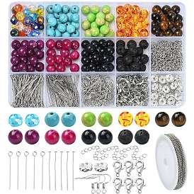 DIY Natural & Synthetic Mixed Gemstone Necklaces Dangle Earrings Making Kit, Jewelry Set