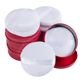 Olycraft kits de boîte de rangement de cosmétiques bricolage, avec boîte en fer blanc vide et bouffée de poudre de maquillage en coton