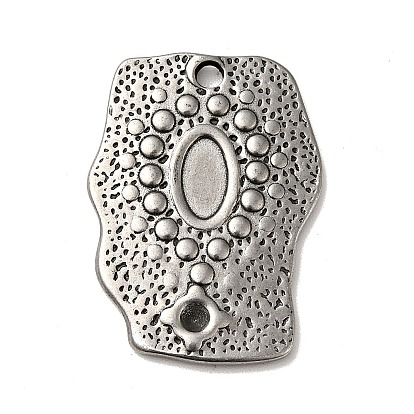 Tibetan Style 304 Stainless Steel Pendant Rhinestone Settings, Polygon with Oval Pattern Charms