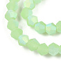 Hebras de cuentas de vidrio esmerilado bicono de imitación de jade, medio de color ab chapado, facetados