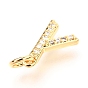 Brass Micro Pave Cubic Zirconia Charms, with Jump Rings, Greek Alphabet, Real 18k Gold Plated