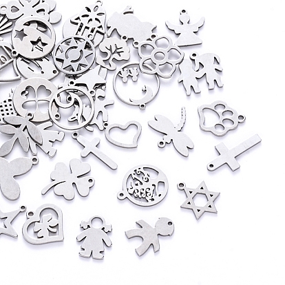 201 Stainless Steel Pendants, Mixed Shapes