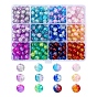 360Pcs 12 Colors Spray Painted Crackle Glass Beads Strands, Round, Two Tone