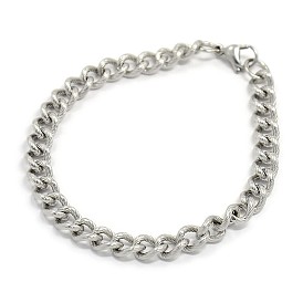 304 Stainless Steel Curb Chain/Twisted Chain Bracelets, with Lobster Claw Clasps, 8-1/8 inch(205mm), 7mm
