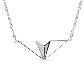 SHEGRACE Sweet and Lovely 925 Sterling Silver Pendant Necklace, with Origami Plane Pendant, 15.7 inch