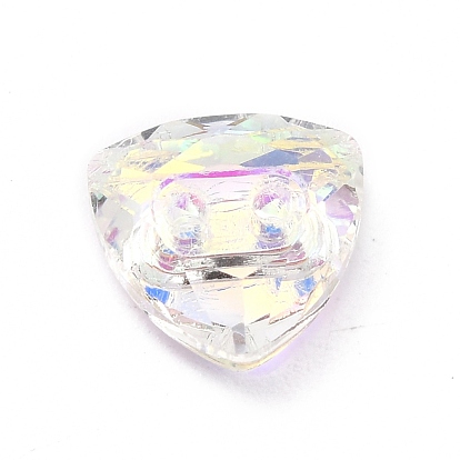 2-Hole Triangle Glass Rhinestone Buttons, Faceted