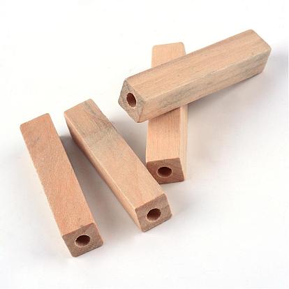Cuentas europeas de madera sin terminar, abalorios de madera natural con agujetas grandes, sin plomo, cuboides
