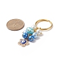 Alloy Enamel Evil Eye Rhinestone Keychain, Baking Painted Pearlized Glass Bead Keychain, with Iron Ring, Mixed Shapes