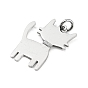 304 Stainless Steel Pendants, with Jump Ring and Glitter, Stamping Blank Tag, Cat Charm