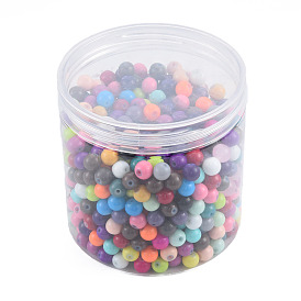Perles en verre rondes baking painted, avec conteneurs de perles de colonne acryliques