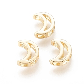Brass Slide Charms, Long-Lasting Plated, Moon