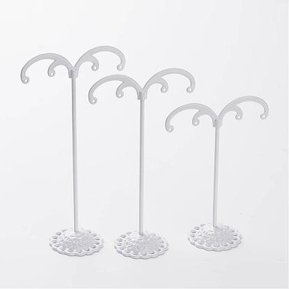3 Pcs T Bar Iron Earring Displays Sets, Bean Sprout Shape Earrings Display Stand