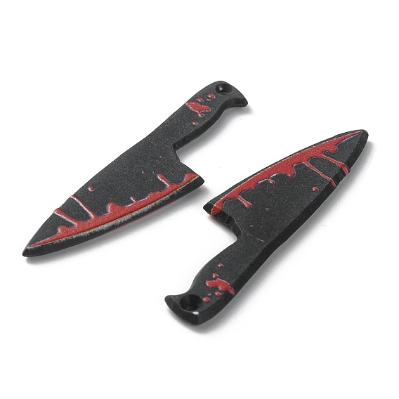 Непрозрачные смоляные подвески ужасов хэллоуина в готическом стиле, кровавый нож/топор/ножницы, для изготовления ювелирных серег, чёрные