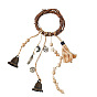 Witch Bell Protection Wind Chime, Rattan Doorbell Porch Garden Window Decoration, with Wood Beads