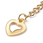 304 Stainless Steel Chain Extender, Curb Chain, with 202 Stainless Steel Charms, Hollow Heart