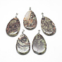 Natural Crazy Agate Pendants, with Iron Clasps, Drop