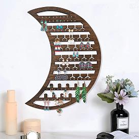 Moon Wall-mounted Wooden Jewelry Display Rack, Jewelry Hanging Organizer Holder for Bracelet, Necklace, Earrings Storage
