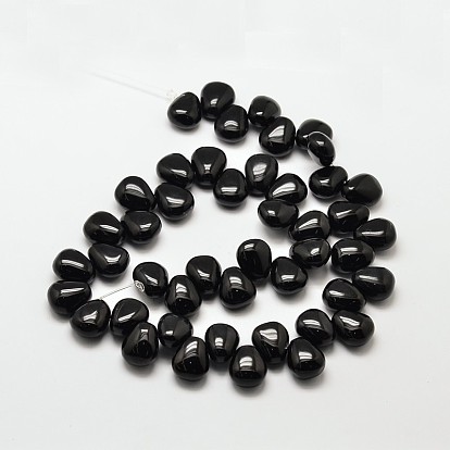 Dyed Natural Black Onyx Teardrop Beads, 18x15x10mm, Hole: 1mm