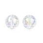 UV Plating Transparent Rainbow Iridescent Acrylic Beads, Faceted Round