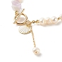 Natural Mixed Stone Chip Beaded Bracelets Set, Natural Pearl Bracelets, Shell Shape and Chain Tassel Charm Bracelets for Women, Golden