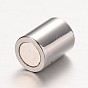 Textured 304 Stainless Steel Column Magnetic Clasps with Glue-in Ends, 20x12mm, Hole: 6mm