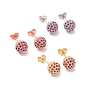 Boucles d'oreilles boule disco avec zircon cubique rose vif, bijoux en laiton de placage de rack pour les femmes, sans cadmium et sans plomb