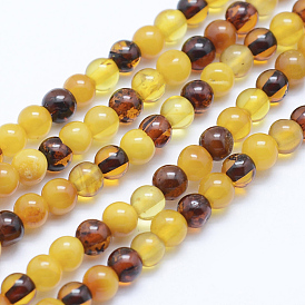 Natural Amber Beads Strands, Round