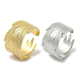 304 Stainless Steel Open Cuff Ring, Feather