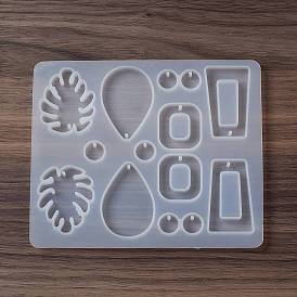 DIY Pendant Food Grade Silicone Molds, Resin Casting Molds, for UV Resin, Epoxy Resin Jewelry Makings, Monstera Leaf/Teardrop/Trapezoid