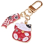 Alloy Enamel Pendant Keychain, with Alloy Swivel Clasps, Koi Fish with Fortune Cat
