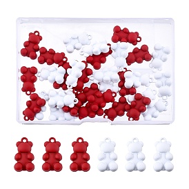 SUPERFINDINGS 40Pcs 2 Color Spray Painted Alloy Pendants, Cadmium Free & Lead Free, Bear