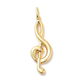 Brass Big Pendants, Long-Lasting Plated, Lead Free & Cadmium Free, Musical Note Charm