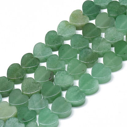 Natural Green Aventurine Bead Strands, Heart