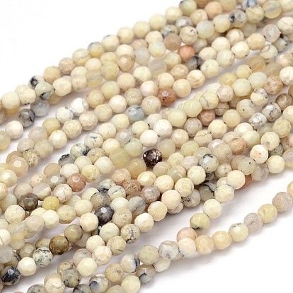 Facettes rondes naturelles blanc opale africain perles brins