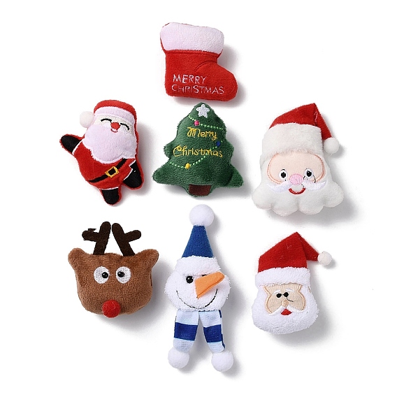 Christmas Theme Wool Cloth Brooches, with Iron Pins, for Backpack Clothes