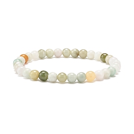 Bracelet extensible en perles rondes en jadéite naturelle, bijoux en pierres précieuses pour femmes