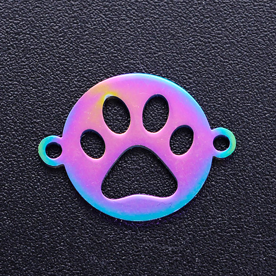 Ионное покрытие (ip) 201 звенья для домашних животных из нержавеющей стали, плоский круг с принтом лапы собаки