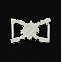 Brillant bowknot mariage invitation ruban boucles, couleur argent plaqué laiton grade a cristal strass vêtement robe boucle boucles, 25x16.5x3mm, Trou: 10x4mm