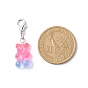 Transparent Gradient Color Resin Bear Pendant Decorations, Lobster Clasp Charms, Clip-on Charms, for Keychain, Purse, Backpack Ornament, Stitch Marker