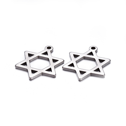 201 Stainless Steel Pendants, Cut-Out, for Jewish, Star of David