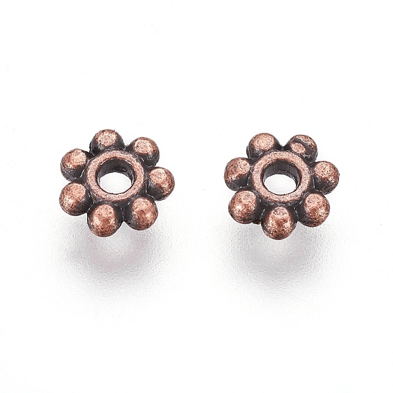 Tibetan Style Alloy Daisy Spacer Beads, Flower, Lead Free & Cadmium Free, 4.5x1.5mm, Hole: 1mm