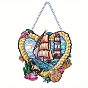 Heart Sailboat Lighthouse DIY Diamond Painting Pendant Decoration Kit, Hanging Door Sign Kits, Including Resin Rhinestones Bag, Diamond Sticky Pen, Tray Plate and Glue Clay