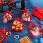 Pandahall elite 21 pcs pendentifs en alliage de style tibétain, rameau d'olivier, avec des décorations de glands en polyester et des sacs-cadeaux en organza.