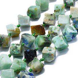 Brins de perles de chrysocolla et lapis lazuli naturelles, losange