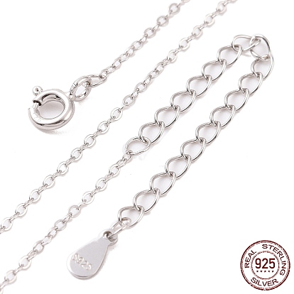 925 collar de cadena tipo cable plano de plata esterlina, con sello s925, para hacer collares con cuentas, larga duración plateado