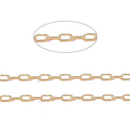 Cadenas de cable de latón, soldada, cadenas llenas de oro real 14k