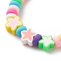 9Pcs 9 Style Handmade Polymer Clay Beaded Stretch Bracelets Set, Heart & Flower & Star & Fuit Beads Stackable Bracelets  for Kids