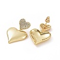 Clear Cubic Zirconia Heart Dangle Stud Earrings, Brass Jewelry for Woman