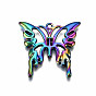 Rainbow Color Alloy Pendants, Cadmium Free & Lead Free, Butterfly