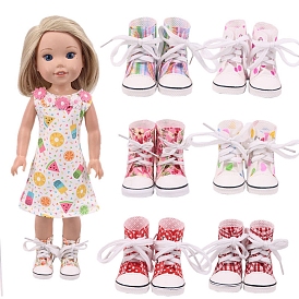 Cloth Doll High-top Canvas Shoes, for American 14 Inch Girl Doll Accessories